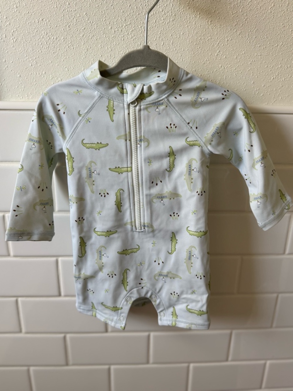 Janie and Jack Light Blue Alligator Print Rash Guard Swim